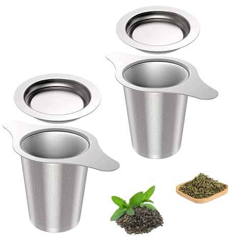 2PCS Stainless Steel Premium Tea & Coffee Strainer Infuser with Double Handles, Large Capacity Fine Mesh Strainer, Perfect for Loose Leaf Tea, Coffee Steeping in Cups and Teapots - Brewing Made Easy
