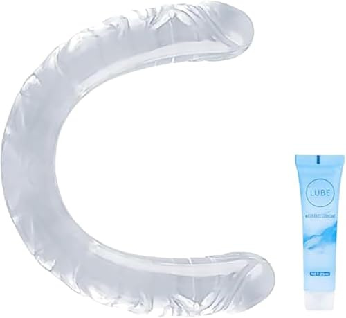 12.6 inches Double-Ended Dildo Waterproof Jelly Double Dongs Realistic Dildo Penis Cock Anal Butt Plug Massager G-Spot Adult Sex Toys for Women Men (Transparent)