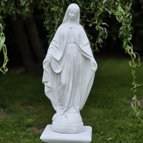 FABRIQ Statua di Santa Madonna, grande Vergine Maria in pietra massiccia (altezza 63 cm, 16 kg), scultura cattolica per chiesa, giardino e casa, regalo religioso e madre di Dio