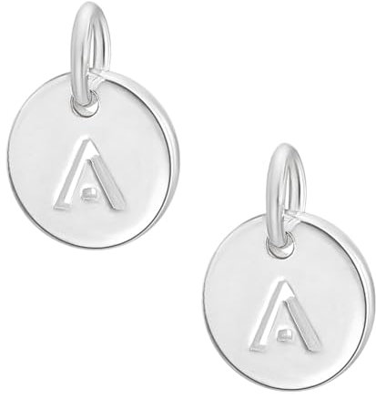 PH PandaHall 2 Stück Sterling Silber Scheibe Mit Initialen Halsketten Runder Alphabet Anhänger Buchstabe A Charm Metall Anfangsanhänger Für Halskette Armband Fußkette Personalisierte