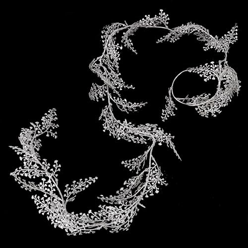 Christmas Concepts® 1.8m (6ft) Silver Glitter Leaf Garland - Floral Party Décor - Christmas Tree Decorations