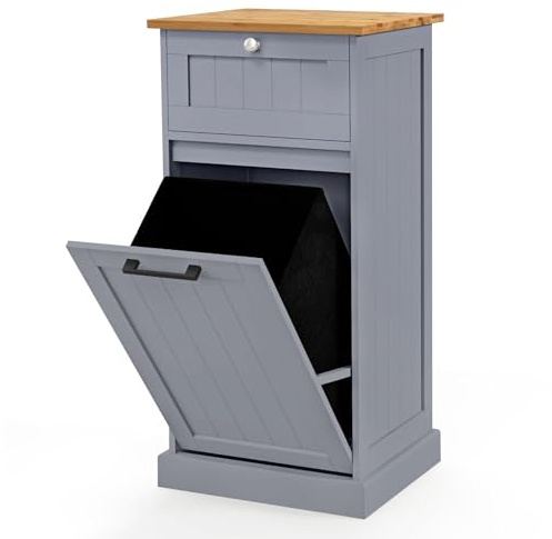 LIFEZEAL Armario para Ropa Sucia, cesto de Madera para Ropa Sucia con 1 cajón, Armario de Suelo con Cesta extraíblede de lavandería, para baño, lavandería, 40x37x82cm (Gris)