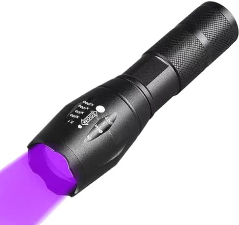 Lampe de poche UV, lampe de poche ultra violte, Lampe de poche violte portable à LED avec lumière blanche, Lampe torche étanche portative puissante, détecteur de lumière noire pour contrôle d'identité