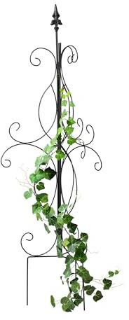 Relaxdays Supporto per Piante Rampicanti da Giardino, HLP: 125x43x43 cm, Traliccio di Sostegno per Rose, Acciaio, Nero