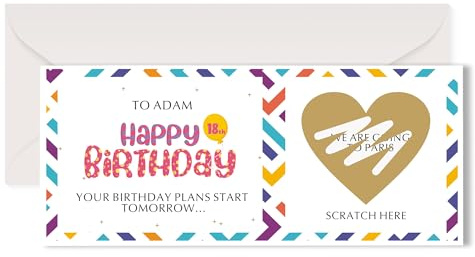 Personalised Scratch Card Birthday Scratch Card Gift Reveal Birthday Surprise Greeting Cards Scratch-Off Stickers with Envelope Best Wishes Gift Greeting Cards for Women Men (Design 1)