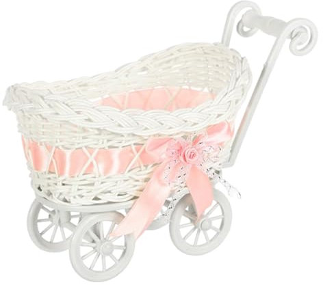 Cesta para Flores - Carrito de Almacenamiento de Dulces de Ratán Imitación - Contenedor Decorativo Adorno para Hogar Jardín Bodas