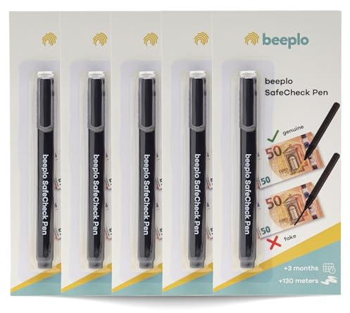 beeplo Pennarello rilevatore di banconote false SafeCheck Pen | 6000 banconote verificate per unità | Euro e dollari | Rilevazione sicura e immediata (5)