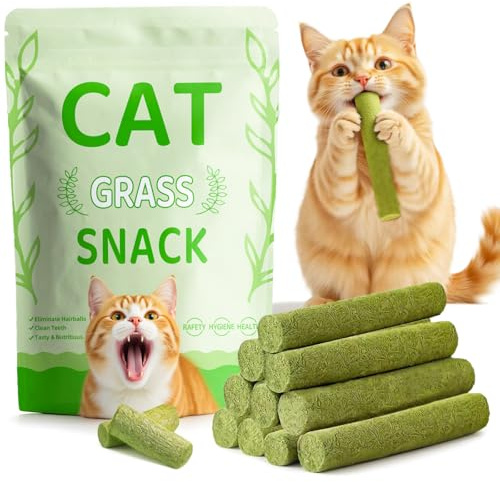 GREMBEB Cat Toys 17Pack 100g Catnip Grass Teething Stick for Hairball Removal Kitten Toy Freeze Dried Chew Dental Food for Indoor Kitty Lickable Edible Snack