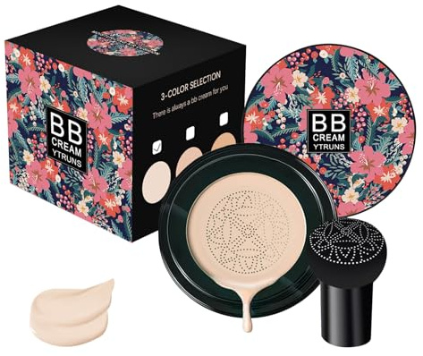 Moisturizing Bb Cream Foundation, Air Cushion Makeup Base, Hydrating Face Concealer Cream, Lightweight Natural Skin Coverage Cosmetic for Women Friends Everyday Use Professional Beauty Makeup Kit