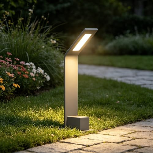 Mai & Mai LED Bollard Light, Waterproof Outdoor Path Light,Garden Light | 408mm,IP65, 6W 3000K Warm White Aluminium,for Pathways, Driveways, Patios & Entrances, Rayya06