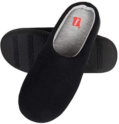 Hanes Womens Soft Waffle Knit Clog Slippers with Indoor/Outdoor Sole, Black, X-Large