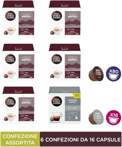 NESCAFÉ DOLCE GUSTO Confezione Assortita Caffè Espresso Napoli e Espresso Barista, 6 Confezioni da 16 Capsule (96 Capsule Compatibili Nescafé Dolce Gusto)