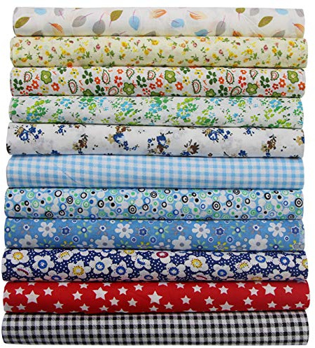 aufodara 11 Stück Baumwollstoff meterware Stoffpaket 50 x 50cm Patchwork Stoffe zum Nähen, Reiner Baumwolle Stoff, Quilten Basteln Handwerk Gewebe, Quadrate Baumwolltuch (bunt C)