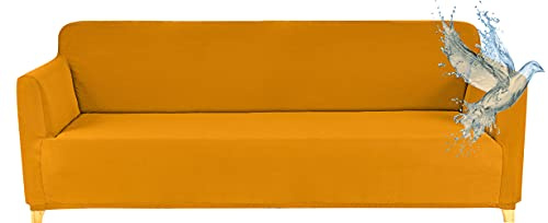 Poligino Housse Canape 3 Places (180-220 CM), Housse Canape Impermeable Extensible, Protege Canapes avec Accoudoirs - Jaune