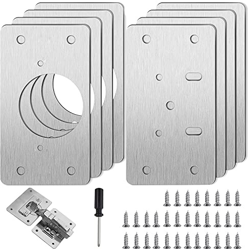 Piastra di riparazione Della Cerniere 8 Pezzi Staffe di Riparazione per Porte 9 x 4.5cm, con Viti Riparazione Della Cerniera Della Porta Dell'armadietto per Armadi Mobili Cassett Porta Cucina