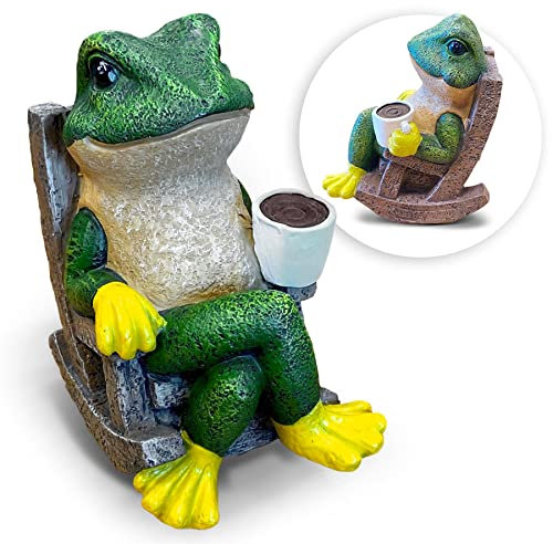 THE ENCHANTED GARDEN – Statue d'animal relaxante en résine, décoration de jardin extérieure, décoration amusante d'étang et de pelouse, décoration de jardin mignonne en résine, cadeau de jardin idéal