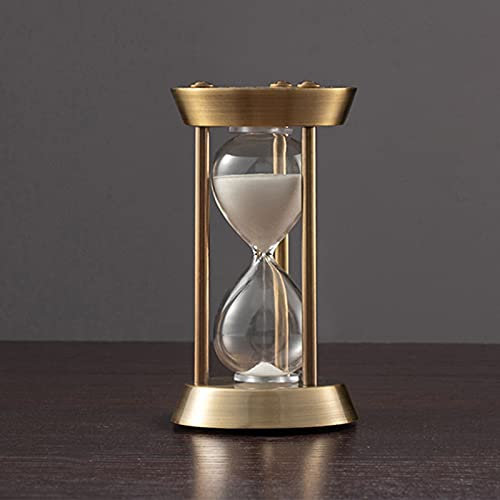 BOSUGE, Metall Mässing Timglas Sand Klocka Timers1/3/5/10min, Glas Sandglas Klocka, Unik Creative Keepsake Present, Vardagsrum Kontorsdekoration (Color : White, Size : 3 minutes)