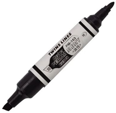 Permanent Marker Pens Thick Bold Double Ended Twin Tip Bullet and Chisel Tip x 5 Black