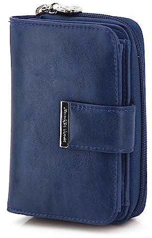 ekavale Kompakte Damen Geldbörse, Portemonnaie-Damen, mittelgroß, Kunstleder (Navy)