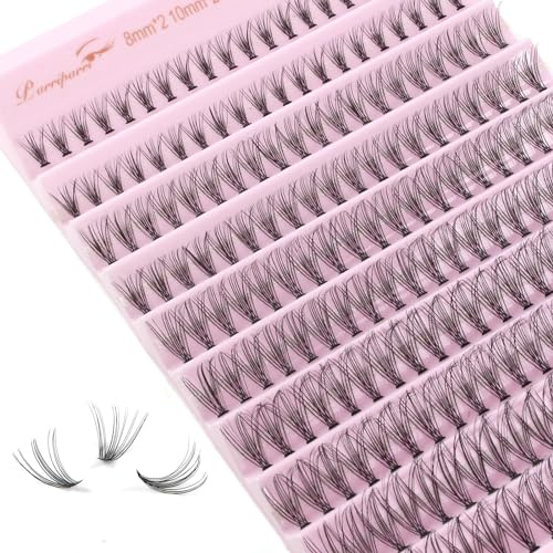 Parriparri Pestañas Postizas Pelo a Pelo Extensiones de Pestañas Naturales 20D D Curl Extensión de Pestañas Individuales DIY Cluster Lashes Extension
