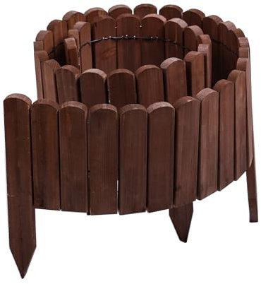 Gartenwelt Riegelsberger Rollboarder Braun Länge 203 cm Zaunhöhe 20 cm Holzzaun Mähkante Rasenkante Tannenholz