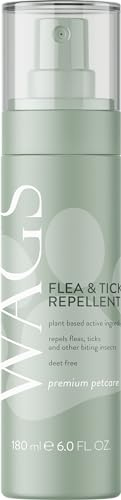 WAGS Premium Plant-Based Flea & Tick Repellent Spray, DEET-Free Natural Formula, 180ml/6.0 Fl. Oz, for Pets