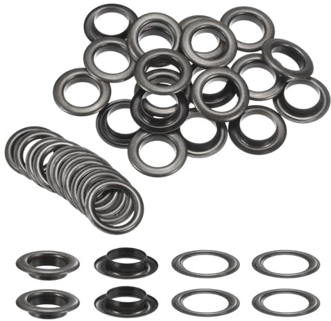 QUARKZMAN 20 Ensembles d'Œillets avec Rondelles de 20 mm, Kit d'Œillets en Métal pour Rideaux en Tissu, Ceintures en Cuir, Sacs DIY, Couleur : Gris Argent