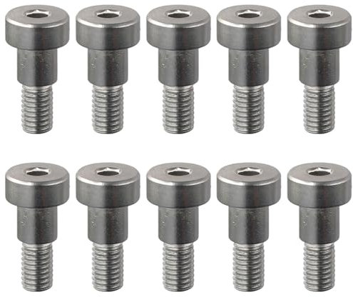 Tornillo de hombro, 10 unidades, acero inoxidable 304, color plateado, tornillos hexagonales