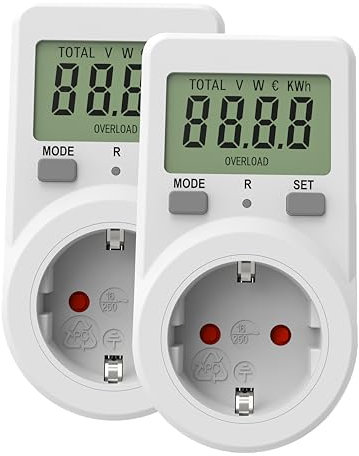 Awootsv Electricity Meter for Socket Power Meter Socket, Energy Cost Meter Awootsv, Power Consumption Meter KWH Watt stromzähler für steckdose strommessgerät steckdose（2 Pack）