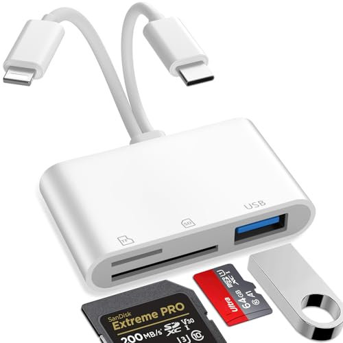 Adattatore 3 in 1 per iPhone iPad - Lettore Schede SD con Porta USB e Doppio Slot Micro SD/TF, Compatibile con 15/Pro Max/Pro/Plus/Pad
