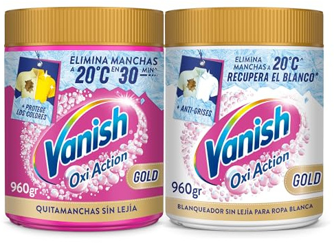 Vanish Oxi Action Gold - Multipoder Quitamanchas Multibeneficio, Pack 960g Ropa Color + 960g Ropa Blanca