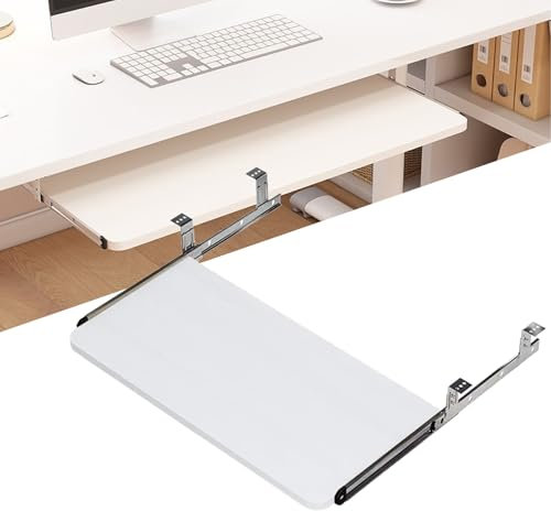 Tastiera Estraibile, Vassoio For Tastiera Regolabile, Cassetto Con Piattaforma For Digitare, Cassetto Scorrevole Ergonomico Adatto For L'apprendimento A Casa E L'uso In Ufficio(WHITE,54x27cm)