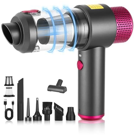 Zaxiva 10PCS Aspirador De Mano,Potente,Mini Aspirador Ligero portátil Recargable,4 En 1 Y Soplador De Polvo Ligero,Mini secador de Pelo,Aspiradora de para sofá,Oficina