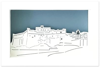 Cornice Napoli panoramica - Castel Sant'Elmo (formato 30 x 20 cm) - prodotto interamente realizzato a mano con la carta.