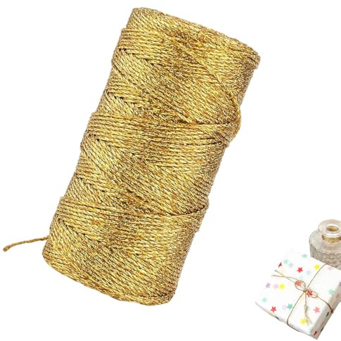 Filo d'oro Spago Dorato 1,5mm di Spessore 100metri Filo Dorato Cordoncino Metallico Oro Cordoncino Metallico per Confezioni Regalo o Ornamenti
