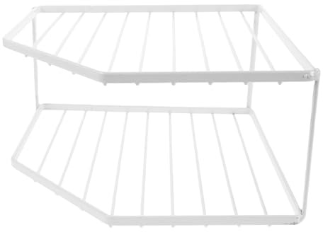 Sewroro Estante de Esquina de Metal Estante de Cocina de Doble para Ollas y Sartenes Organizador de Encimera para Guardar Utensilios de Cocina