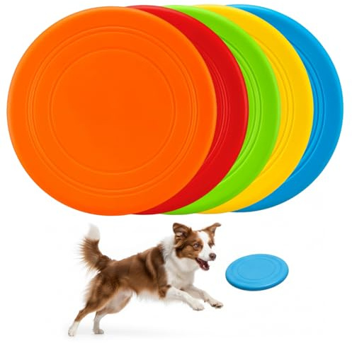 Takingup Paquete de 5 Discos voladores para Perros, Juguetes flotantes Suaves para Cachorros para Entrenamiento, Juguetes interactivos para Perros, Juguete para Buscar al Aire Libre para pequeños y m