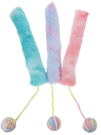 Gatuida Lot de 3 Coussins Jouets pour Chatons en Peluche Tie-Dye Violet, Vert et Rose Bâtonnets à Mâcher pour Chat Intérieur, Coussins Interactifs pour Jeu, Mastication et Détente