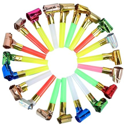 ZORTVUL 20 Pezzi Trombette Festa Compleanno Plastica Trombetta Capodanno Laurea Natale Giocattolo Multicolore 7.5 Cm X 2.5 Cm