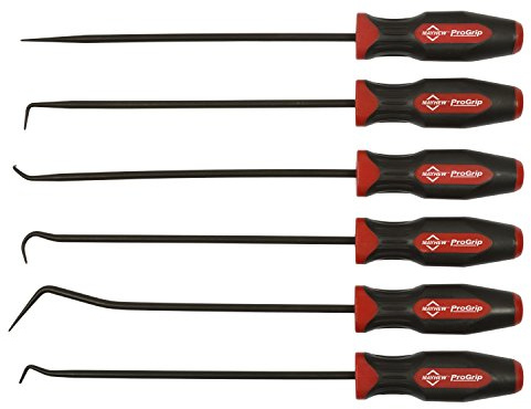 Mayhew Tools 13095 ProGrip 6-Piece Long Pick Set, Black Oxide Finish