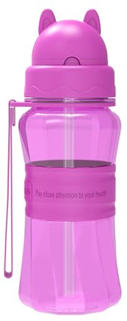 Sigdio Gourde pour Enfants Bouteille d'eau Enfant garçons et filles avec Paille sans BPA Gourde Sport pour Maison, École et Activités extérieure (Violet)