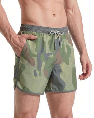 maamgic Short de Bain Homme Vintage - Maillot de Bain Homme Bermuda Séchage Rapide Doublure Confortable avec 3 Poches