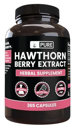 PURE ORIGINAL INGREDIENTS Hawthorn Berry Extract (365 Capsules) No Magnesium Or Rice Fillers, Always Pure, Lab Verified
