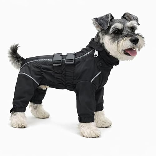 Dogs Waterproof Jacket, Lightweight Waterproof Jacket Reflective Safety Dog Raincoat Windproof Snow-proof Dog Vest for Small Medium Large Dogs Black XS