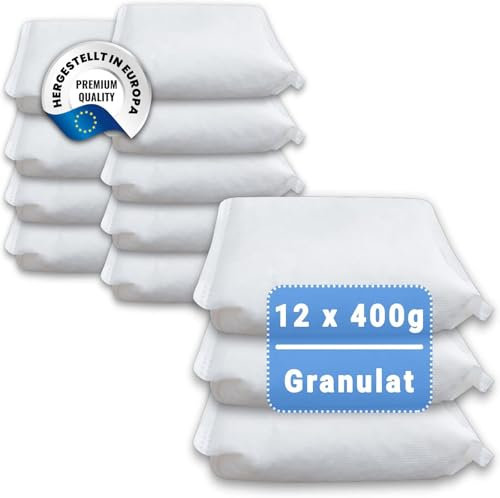 12 x Granulat 400 Gramm (4E) Raumentfeuchter Granulat Luftentfeuchter reduziert Schimmel & Gerüche nachfüllbar Feuchtigkeitskiller