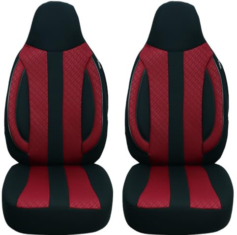 BREMER SITZBEZÜGE Maß kompatibel mit Smart fortwo 450 451 Fahrer & Beifahrer Farbnummer: MD505, Schwarz/Bordeaux
