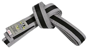Gameness Youth Jiu Jitsu Striped Belt | BJJ Belt for Kids | Jiu Jitsu Youth Striped Belt from Sports Grey/Black A1