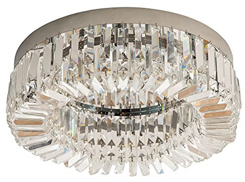 HOMCOM Crystal Ceiling Light Modern Chandeliers Stainless Steel Pendant Lights with Crystal Decorations for Living Room Bedroom Dining Room Hall Silver