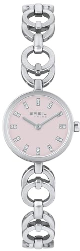Breil, Collezione Type, Orologio Donna in Acciaio, Movimento al Quarzo Solo Tempo TMI VJ20, Chiusura a Gioielleria, Resistente all'Acqua, Lunghezza Regolabile 13.5-19 cm, Cassa 24mm, Silver-Rose