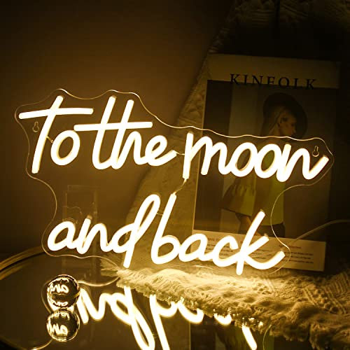 To The Moon and Back Leuchtreklame warm weiße LED Leuchtschild für Wand Dekoration USB Mond Neon Schild Neonlicht für Hochzeit Wandkunst Kinderzimmer Zuhause Party Geschenk